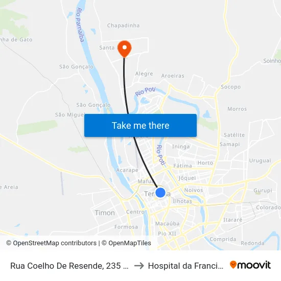 Rua Coelho De Resende, 235 | Coxinha No Cone to Hospital da Francisca Trindade map