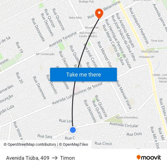 Avenida Tiúba, 409 to Timon map
