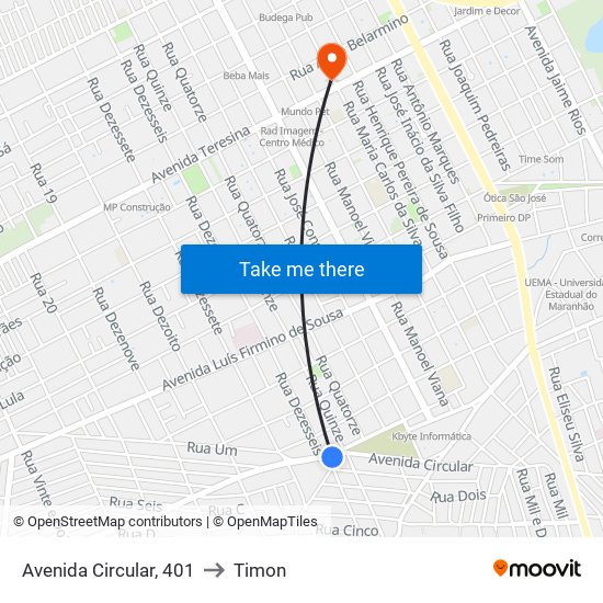 Avenida Circular, 401 to Timon map