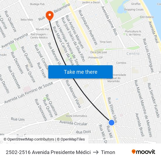 2502-2516 Avenida Presidente Médici to Timon map