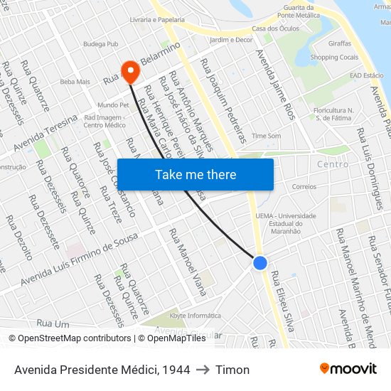 Avenida Presidente Médici, 1944 to Timon map