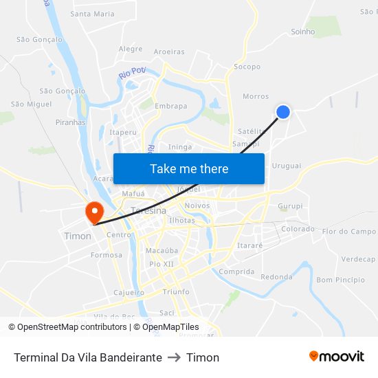 Terminal Da Vila Bandeirante to Timon map