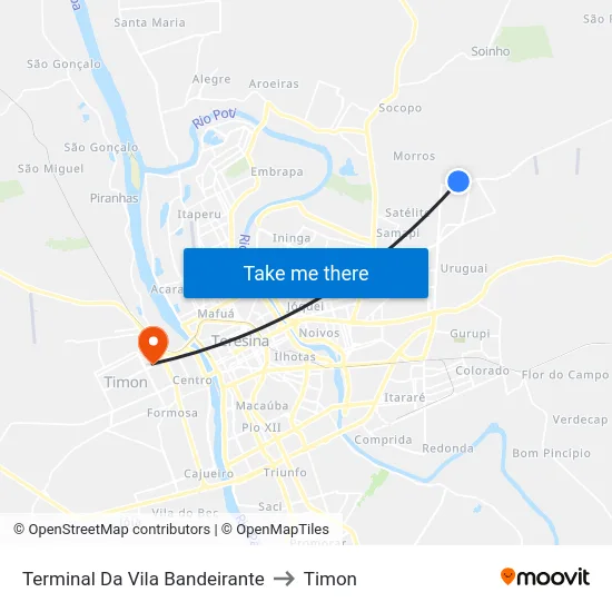 Terminal Da Vila Bandeirante to Timon map