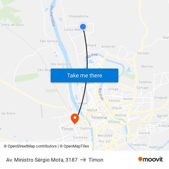 Av. Ministro Sérgio Mota, 3187 to Timon map