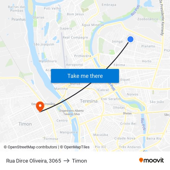 Rua Dirce Oliveira, 3065 to Timon map