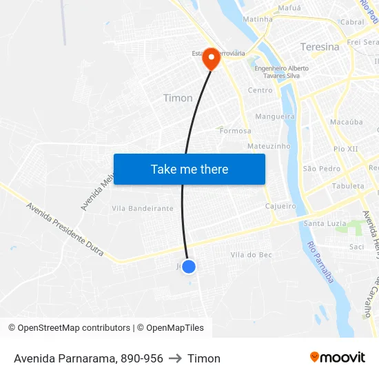 Avenida Parnarama, 890-956 to Timon map