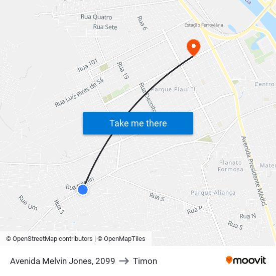 Avenida Melvin Jones, 2099 to Timon map