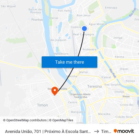 Avenida União, 701 | Próximo À Escola Santa Agélica to Timon map