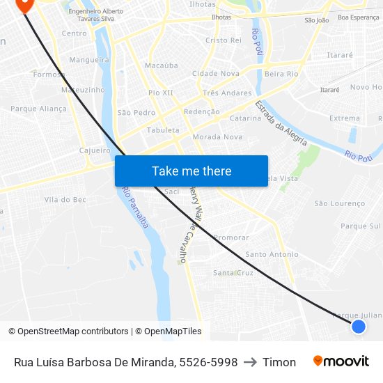 Rua Luísa Barbosa De Miranda, 5526-5998 to Timon map