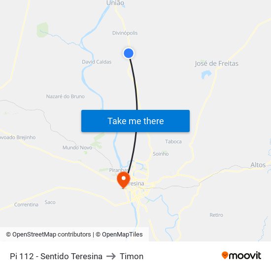 Pi 112 - Sentido Teresina to Timon map