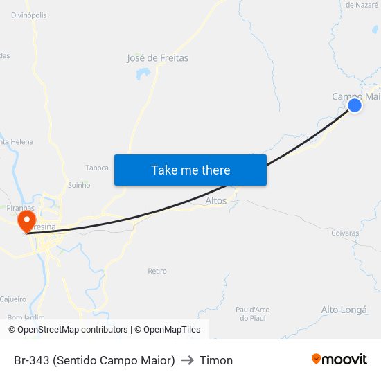 Br-343 (Sentido Campo Maior) to Timon map