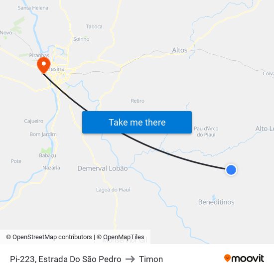 Pi-223, Estrada Do São Pedro to Timon map