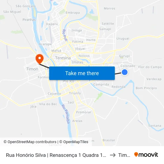 Rua Honório Silva | Renascença 1 Quadra 12, 04 to Timon map