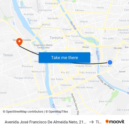 Avenida José Francisco De Almeida Neto, 2116 | Assaí Atacadista to Timon map