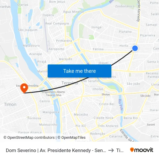 Dom Severino | Av. Presidente Kennedy - Sentido Centro to Timon map