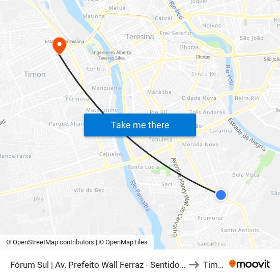 Fórum Sul | Av. Prefeito Wall Ferraz - Sentido Centro to Timon map