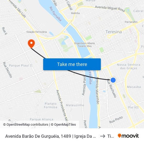 Avenida Barão De Gurguéia, 1489 | Igreja Da Vermelha (Intermunicipal) to Timon map