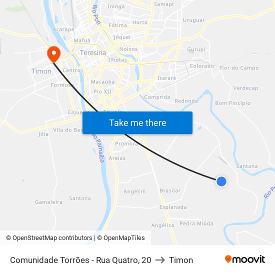 Comunidade Torrões - Rua Quatro, 20 to Timon map