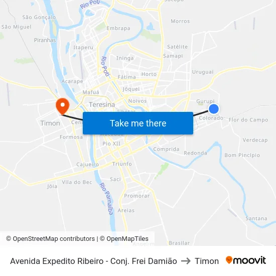 Avenida Expedito Ribeiro - Conj. Frei Damião to Timon map