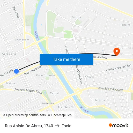 Rua Anísio De Abreu, 1740 to Facid map