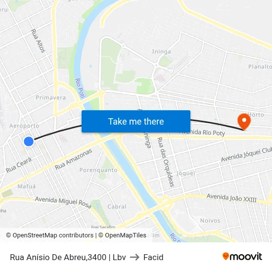 Rua Anísio De Abreu,3400 |  Lbv to Facid map