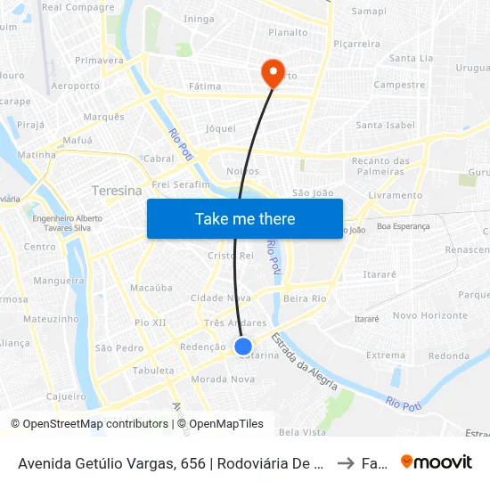Avenida Getúlio Vargas, 656 | Rodoviária De Teresina to Facid map