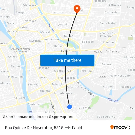 Rua Quinze De Novembro, 5515 to Facid map