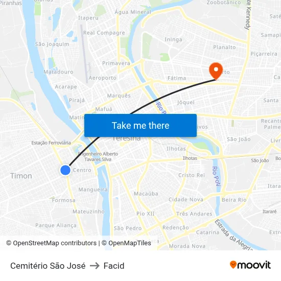 Cemitério São José to Facid map