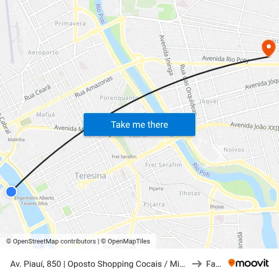Av. Piauí, 850 | Oposto Shopping Cocais / Mix Mateus to Facid map