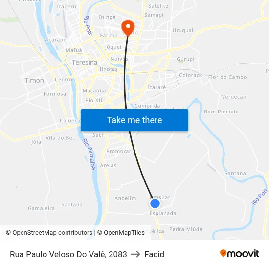 Rua Paulo Veloso Do Valê, 2083 to Facid map