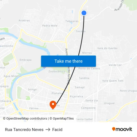 Rua Tancredo Neves to Facid map