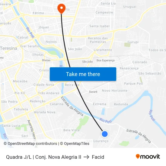 Quadra J/L | Conj. Nova Alegria II to Facid map