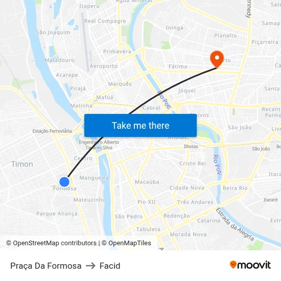 Praça Da Formosa to Facid map