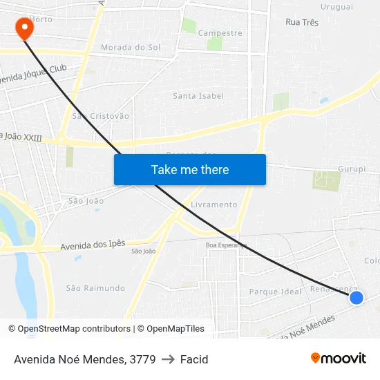 Avenida Noé Mendes, 3779 to Facid map