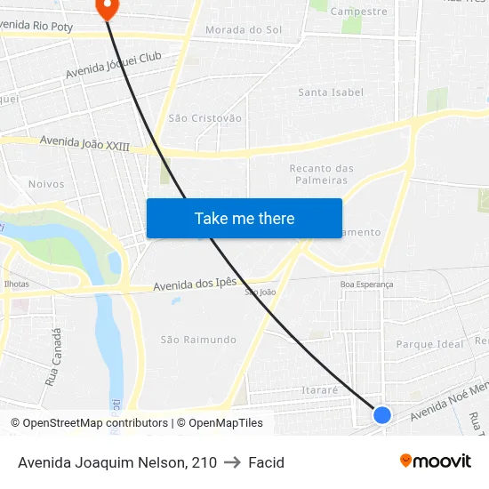 Avenida Joaquim Nelson, 210 to Facid map
