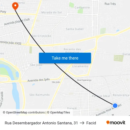 Rua Desembargador Antonio Santana, 31 to Facid map