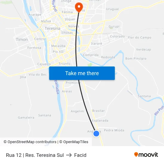Rua 12 | Res. Teresina Sul to Facid map