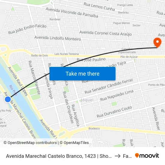 Avenida Marechal Castelo Branco, 1423 | Shopping Rio Poty to Facid map