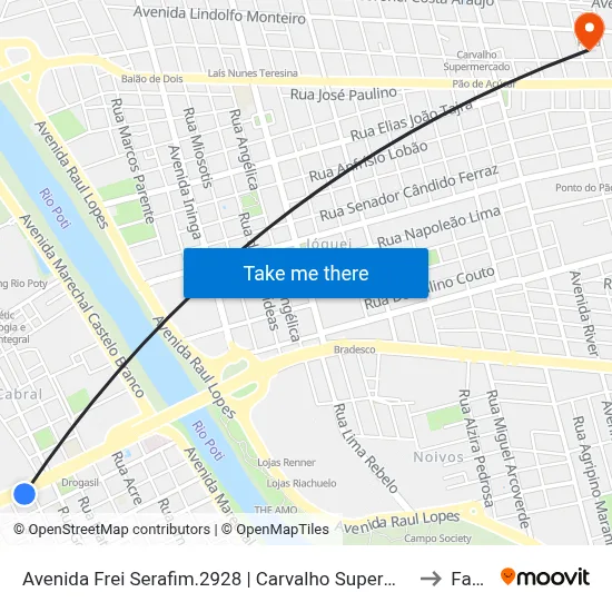 Avenida Frei Serafim.2928 | Carvalho Supermercado to Facid map