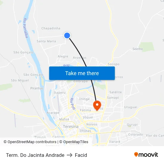 Term. Do Jacinta Andrade to Facid map