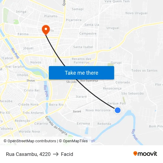 Rua Caxambu, 4220 to Facid map