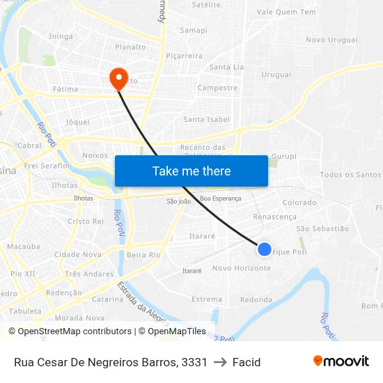 Rua Cesar De Negreiros Barros, 3331 to Facid map
