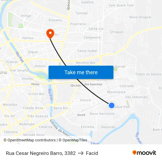 Rua Cesar Negreiro Barro, 3382 to Facid map