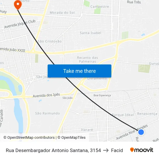 Rua Desembargador Antonio Santana, 3154 to Facid map
