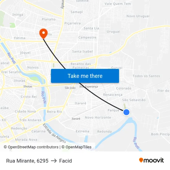 Rua Mirante, 6295 to Facid map
