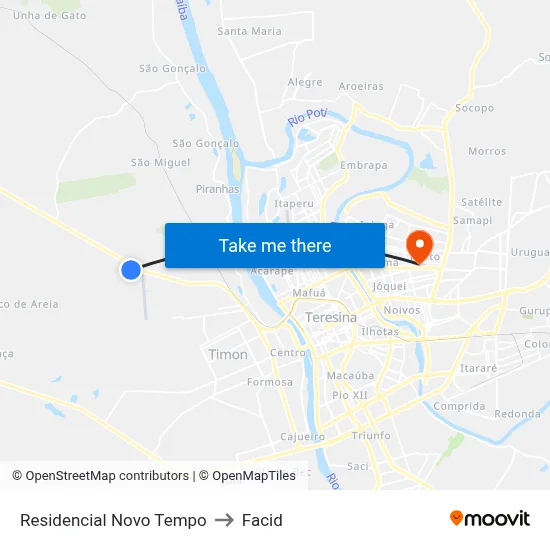 Residencial Novo Tempo to Facid map