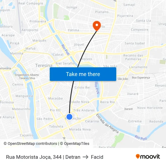 Rua Motorista Joça, 344 | Detran to Facid map