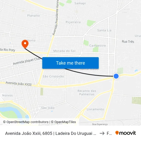 Avenida João Xxiii, 6805 | Ladeira Do Uruguai (Desembarque Intermunicipal) to Facid map