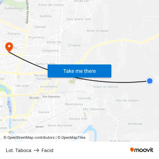 Lot. Taboca to Facid map