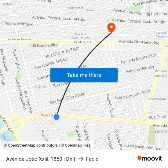 Avenida João Xxiii, 1850 | Dnit to Facid map